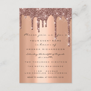 Elegante Glitter-Tropfen Rosenvergoldung Braut-Swe Einladung