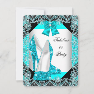 Elegante Glitter Türkisblaue Stiletto Fabelhafte P Einladung