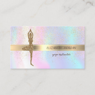Elegante Glitter-Yoga-Girl, Konfetti, Holografisch Visitenkarte