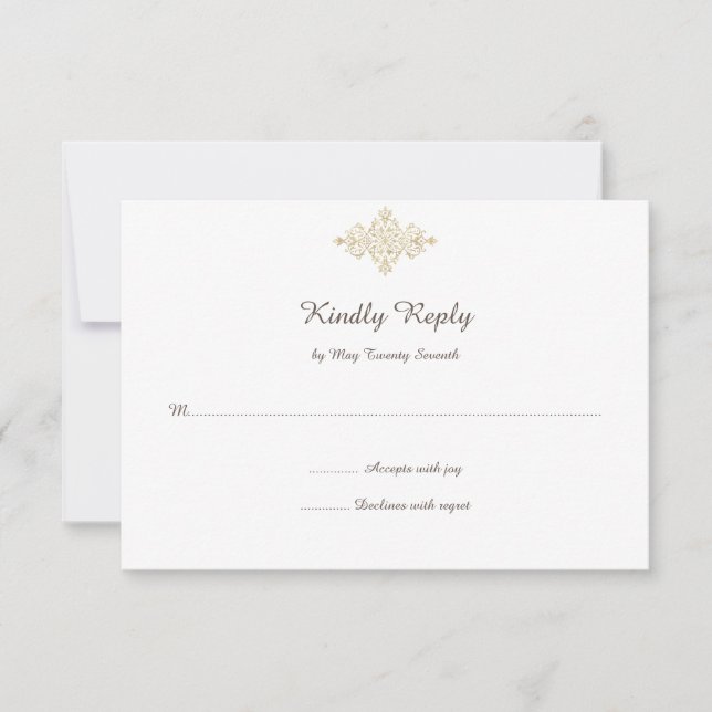 Elegante Glittery Golden RSVP Karte (Vorderseite)