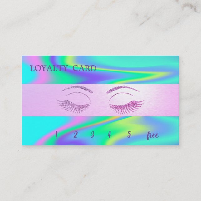 Elegante Glittery Imitate Lashes, Stripe Holograph Treuekarte (Vorderseite)