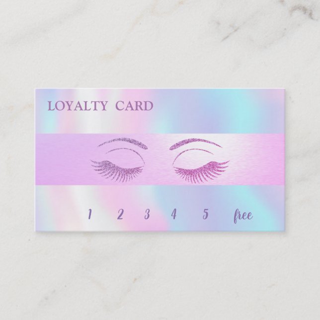 Elegante Glittery Lashes, Holografisch gestreift Treuekarte (Vorderseite)