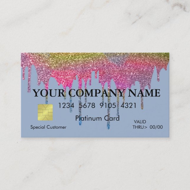 Elegante Glitzer Black Credit Card Visitenkarte (Vorderseite)