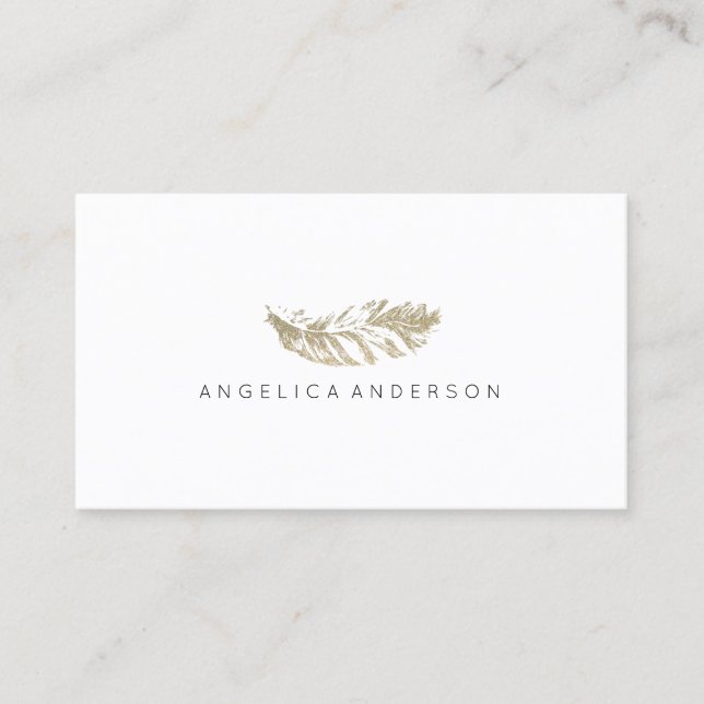 Elegante Glitzer Feather Business Card Visitenkarte (Vorderseite)