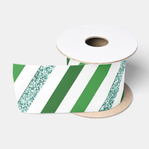 Elegante Glitzer-Grünstreifen, Weihnachten Satinband