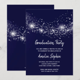 Elegante Glitzer Navy Blue Graduation Party lädt e