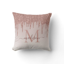 Elegante Glitzer Tropfen Rose Gold Monogram Script