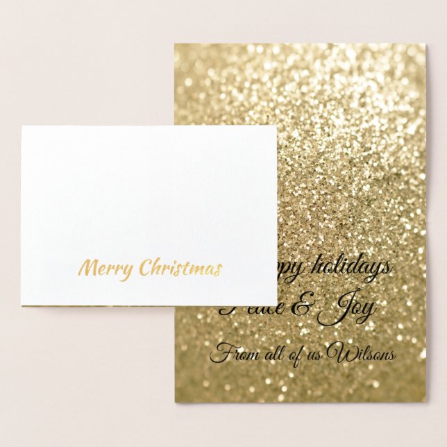 Elegante Glitzern aus Weihnachtsgold Folienkarte (Anzeige)