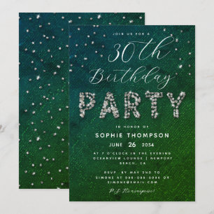 Elegante Glitzern Glitzer Emerald Birthday Party Einladung