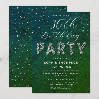 Elegante Glitzern Glitzer Emerald Birthday Party Einladung