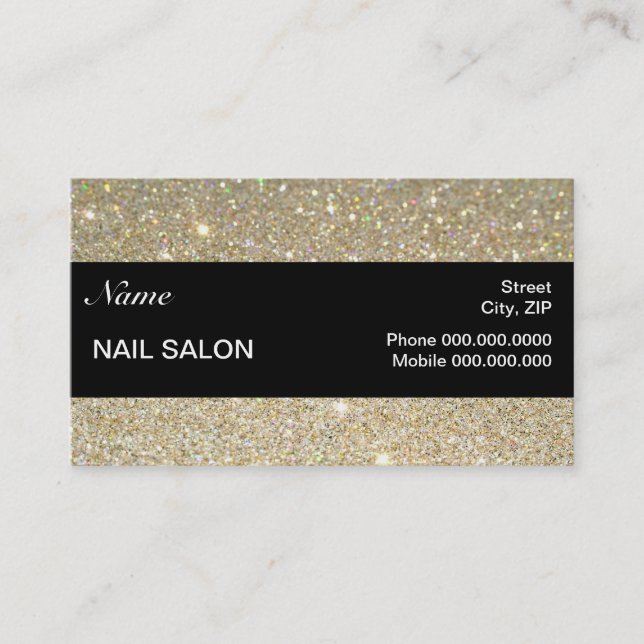 elegante Glitzern & Glitzer Nail Salon BusinessCar Terminkarte (Vorderseite)