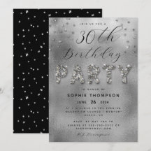Elegante Glitzern Glitzer Silver Birthday Party