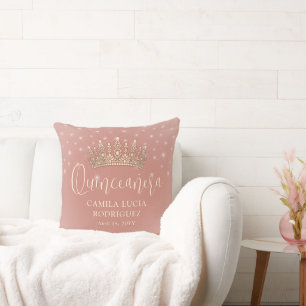 Elegante Glitzern Quinceañera Rose Gold Keepake Kissen