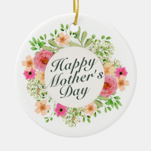 Elegante glückliche Blumenverzierung der Mutter Keramik Ornament
