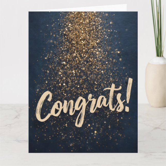Elegante "Glückwünsche!" Gruß mit Golden Confetti Karte (Vorderseite)