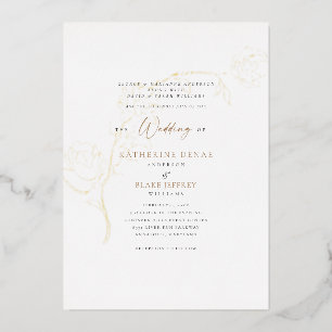 Elegante Gnade Folie Gold und Schwarz Text Hochzei Folieneinladung