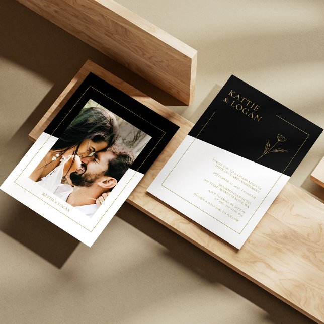 Elegante Gold Accent Geometric Wedding Einladung (Elegant Gold Accent Geometric Wedding Invitation)