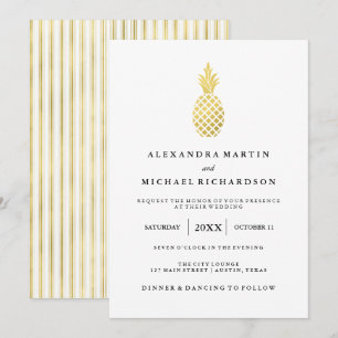 Elegante Gold Ananas Einladung zur Hochzeit