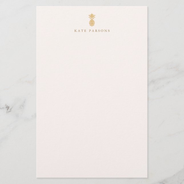 Elegante Gold Ananas Notepad Note Card Briefpapier (Vorderseite)