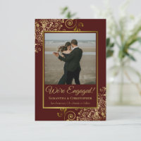 Elegante Gold & Auburn Brown Foto Verlobung