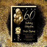 Elegante Gold Ballons auf der 60. Geburtstagsparty Einladung<br><div class="desc">Elegante Imitate Glitzer goldfarbene Ballons mit großen Bogen und Bändern und Akzent Stars "60" 60. Geburtstag feiern Einladung.</div>