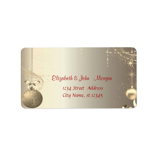 Elegante Gold Balls Snowflakes Stars Adressaufkleber (Vorne)