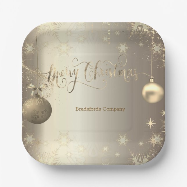 Elegante Gold Balls Snowflakes Stars Pappteller (Vorderseite)