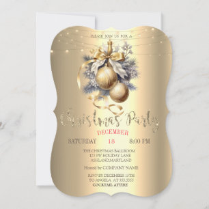 Elegante Gold Balls, String Lights Gold Weihnachte Einladung