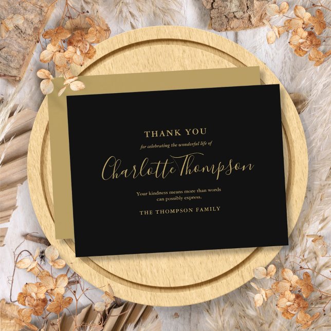 Elegante Gold Beerdigung Memorial Danke Karte (Elegant Gold Funeral Memorial Thank You Card)