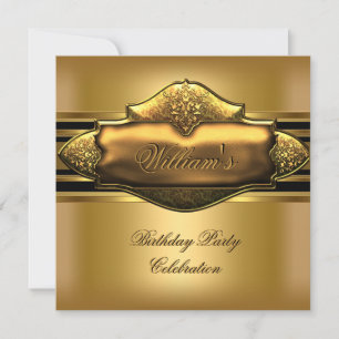 Elegante Gold Birthday Party Mens Einladung