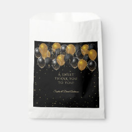 Elegante Gold Black Balloons Confetti Wedding Geschenktütchen