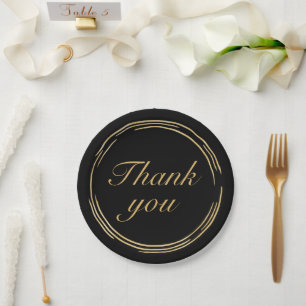 Elegante Gold Black Birthday Party Danke Pappteller