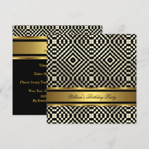 Elegante Gold Black Birthday Party Mens Man Einladung