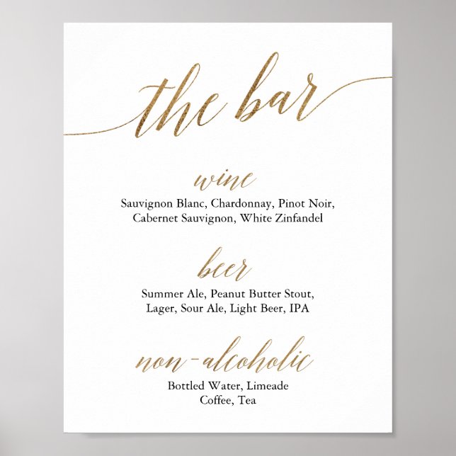 Elegante Gold & Black Calligraphy Das Bar Poster (Vorne)