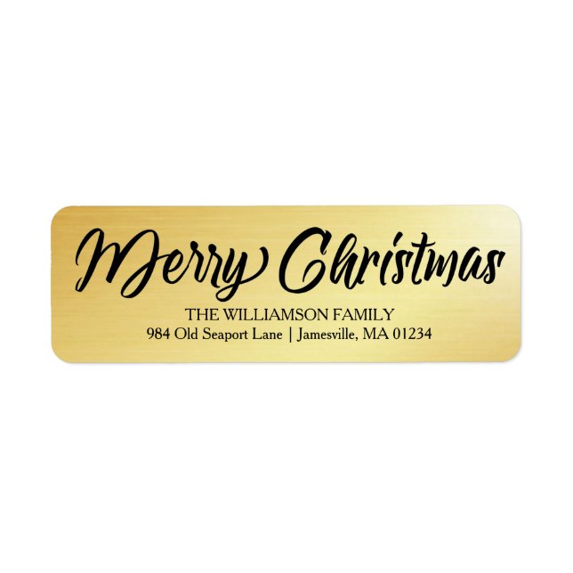 Elegante Gold Black Christmas Rücksendeadressen-Au (Vorne)