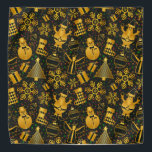 Elegante Gold & Black Christmas Snowman Angel Tree Halstuch<br><div class="desc">Fügen Sie Ihren Schals eine einzigartige und maßgeschneiderte Bandana hinzu und wickeln Sie die Accessoires der Ferienkleidung ab. Mit diesem eleganten Gold & Black Christmas Snowman Angel Tree Bandana können Sie Ihre Weihnachtsoutfits noch besser bekannt machen. Wunderbare Geschenkidee.</div>