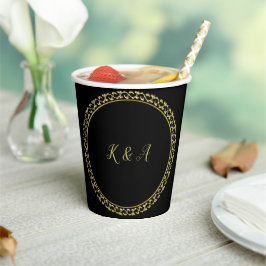 Elegante Gold/Black Erstaufkleber-Tab Pappbecher