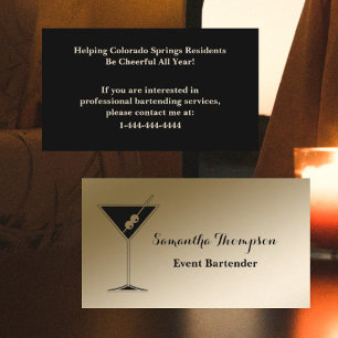 Elegante Gold Black Event Barkeeper Business Card Visitenkarte
