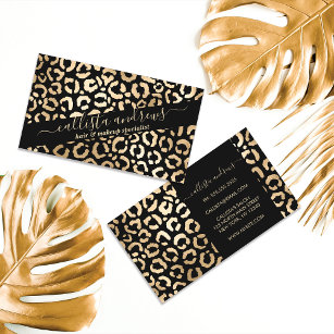 Elegante Gold Black Leopard Cheetah Animal Print Visitenkarte
