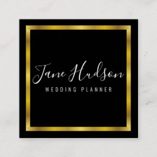 Elegante Gold Black Minimalistisch Editable 2,5x2, Quadratische Visitenkarte