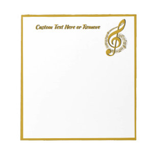 Elegante Gold Black Musiknote Personalisiert Notizblock