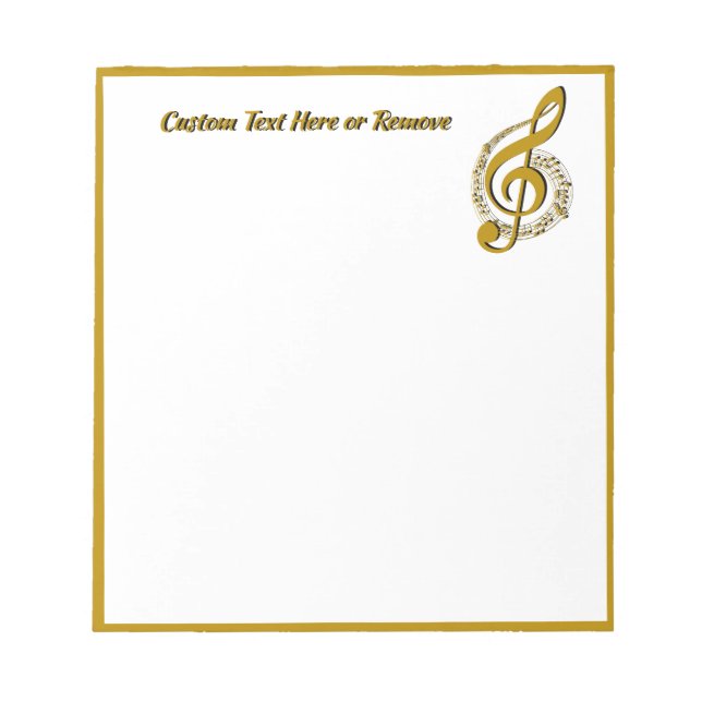 Elegante Gold Black Musiknote Personalisiert Notizblock (Vorderseite)