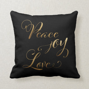 Elegante Gold Black Peace Joy Liebe Kissen