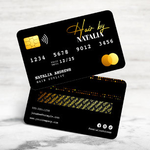 Elegante Gold Black Sparkle Fairstylist Kreditkart Visitenkarte