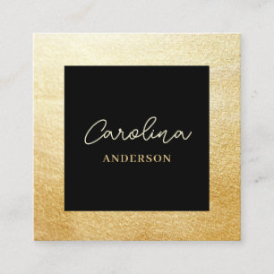 Elegante Gold Black Square Business Card Quadratische Visitenkarte