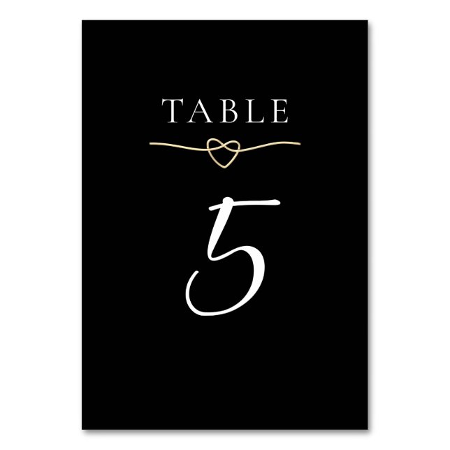 Elegante Gold Black Wedding Tischnummer Card (Vorderseite)