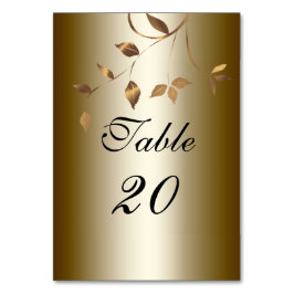 Elegante Gold-Blätter Hochzeit Tischnummer