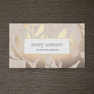 Elegante Gold Blätter Modernes Design Beige Visitenkarte