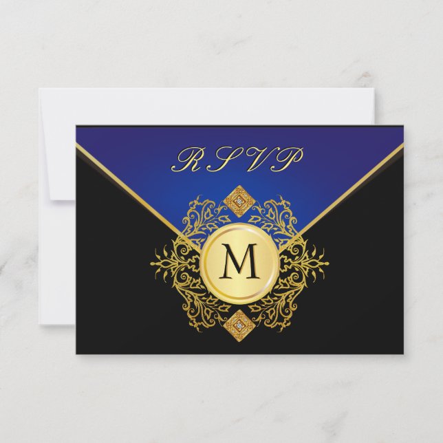 Elegante Gold Blue Besondere Anlass RSVP Cards (Vorderseite)