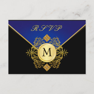 Elegante Gold Blue Besondere Anlass RSVP Cards Karte